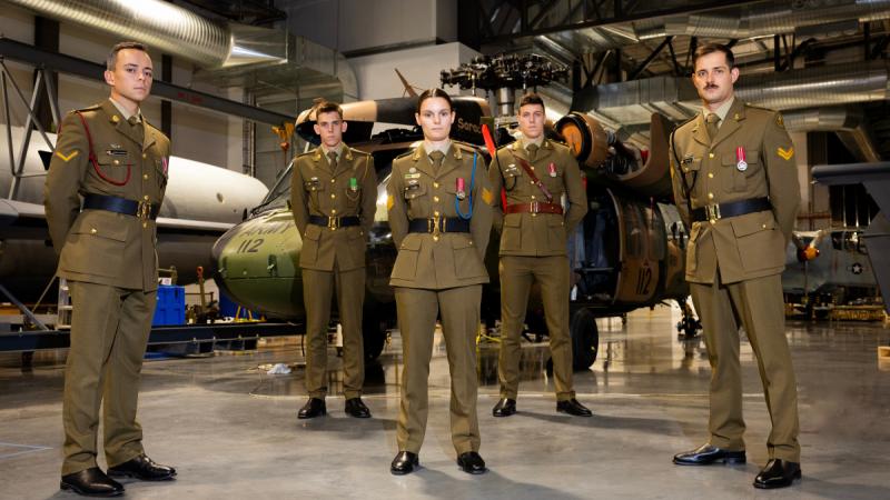 The 2024 recipients of the Jonathan Church Good Soldiering award during a tour of the Australian War Memorial Annex, Canberra.