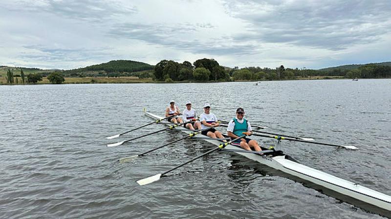 ADF rowers on Lake Burley Griffin during the ACT Rowing Championships in Canberra. 