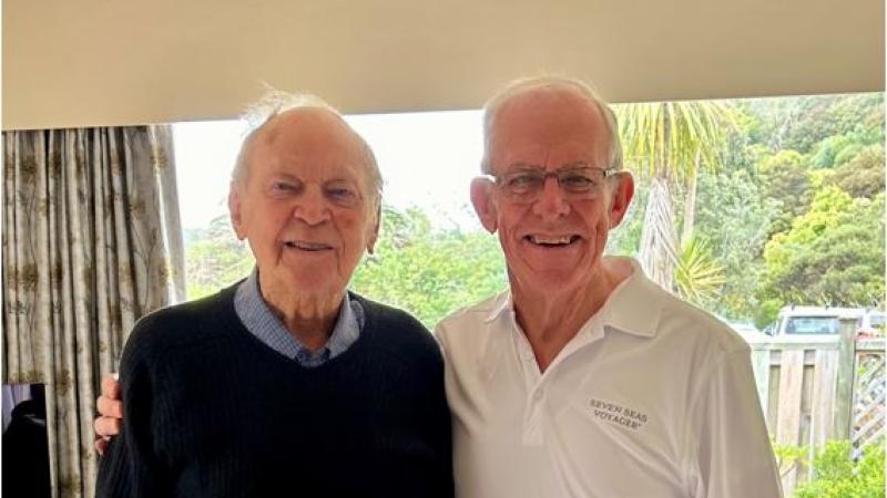 Former Air Commodore, Vin Hill pictured here with retired Air Marshal and former Deputy Chief of Air Force, Dave Rogers at Vin's home in New Zealand in January 2024.
