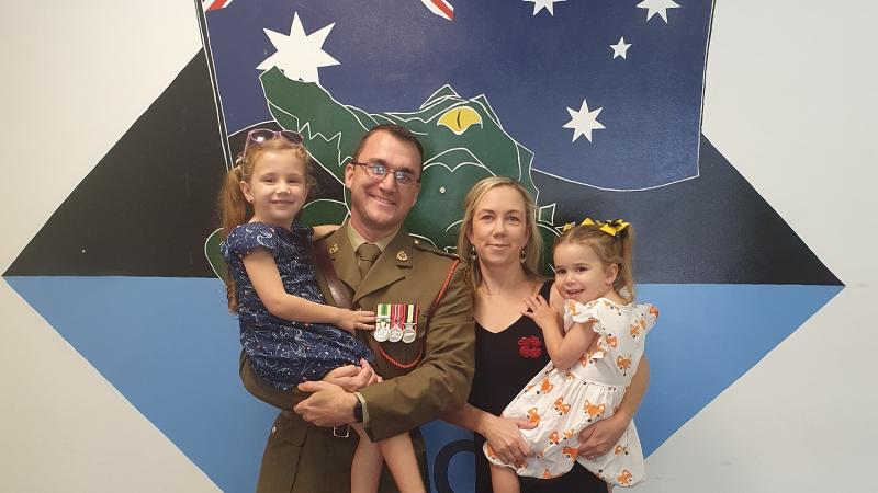  Major Paul Stone, wife Lisa, and daughters Ruby and Lola.
