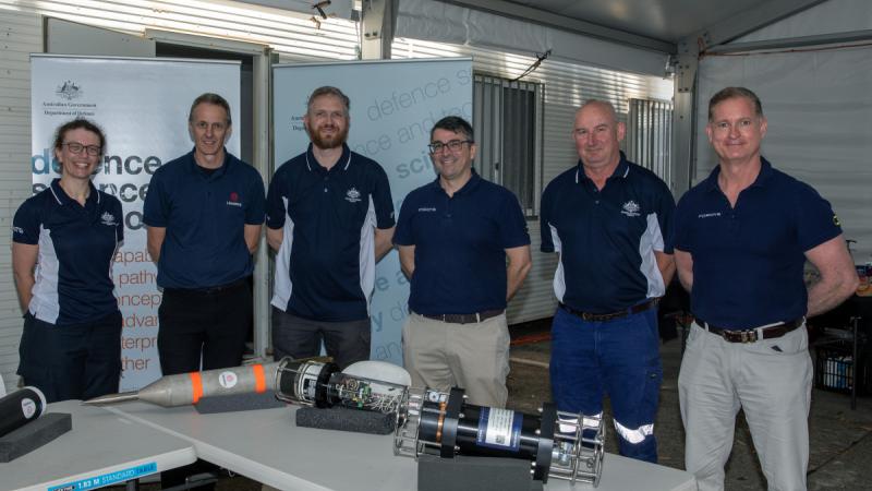 Industry staff of the international interoperable underwater communications and relay capability at Exercise Autonomous Warrior at HMAS Creswell.