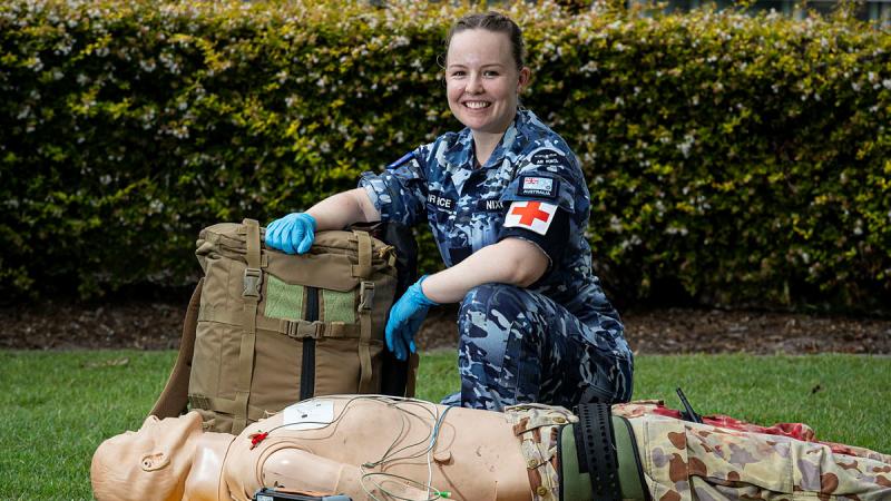 Flight Lieutenant Gabriella Nixon is an Air Force nursing officer at No 2 Expeditionary Health Squadron, RAAF Base Williamtown. 