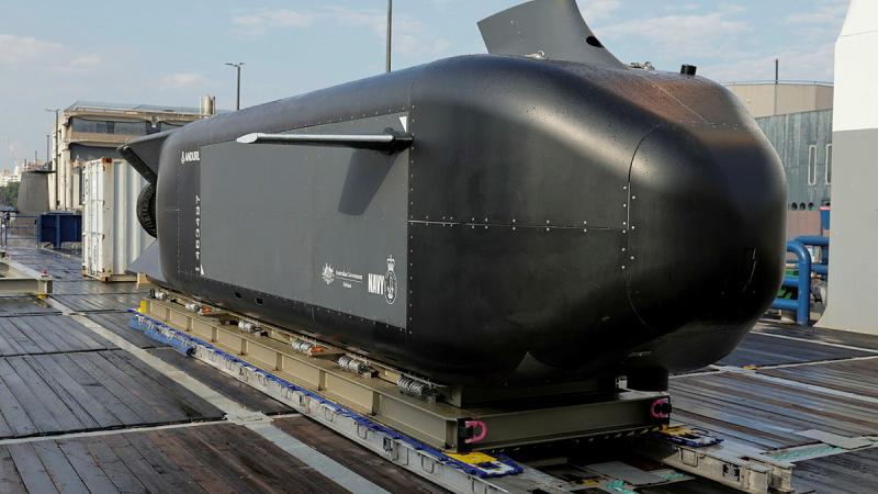 The first Ghost Shark prototype ‘Alpha’ co-developed by the Defence Science and Technology Group, Navy and Anduril Australia. Photos: Rodney Braithwaite 