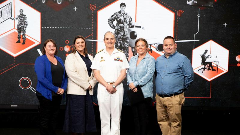 Vice Chief of the Defence Force, Vice Admiral David Johnston, RAN with recipients of a VCDF Capability Award at the 2024 Capability Symposium.