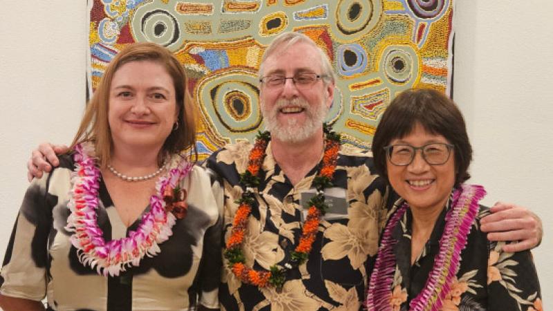 Chief Defence Scientist Tanya Monro, left, Minister-Counsellor Defence Science and Technology – Washington Dr Darren Sutton, and US Under Secretary of Defense for Research and Engineering Heidi Shyu at the POST Conference in Hawaii.