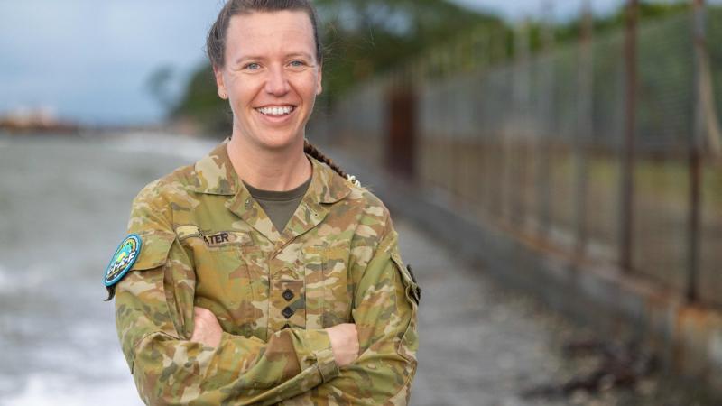 Army officer Captain Rosanna Slater, of 9th Force Support Battalion, is deployed on Joint Task Group 637.3 HQ in Honiara, Solomon Islands.