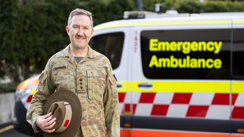 Army reservist Colonel Anthony Chambers, of the 2nd Health Brigade, at St Vincent’s Hospital Sydney. 