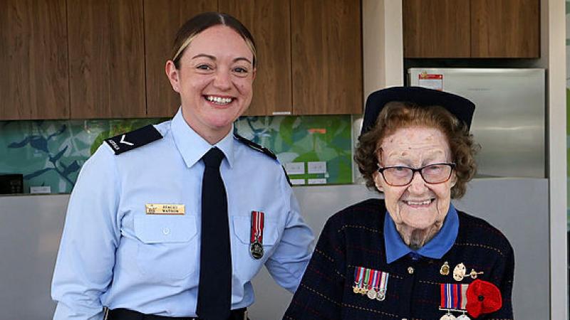 Muriel Dick with Leading Aircraftwoman Stacey Watson.