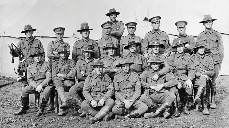 Ratings of the 1st Royal Australian Naval Bridging Train at Domain Camp Melbourne before embarking overseas in 1915. Photos: Sea Power Centre