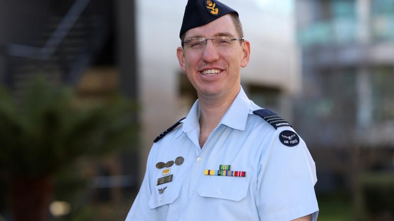 Royal Australian Air Force Wing Commander Matthew Kelly at Brindabella Business Park in Canberra.