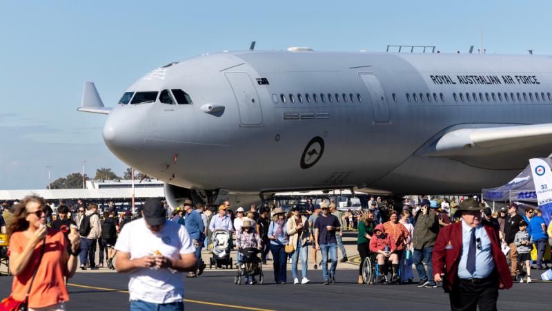 A Royal Australian Air Force KC-30A Multi-Role Tanker Transport aircraft on display at RAAF Base Amberley's Open Day in Queensland. Photos: Aircraftmen Campbell Latch