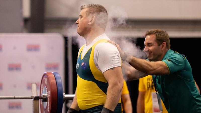 Brett Lewis prepares to compete in the men’s powerlifting event at Warrior Games 2024. Photos: Flight Sergeant Ricky Fuller