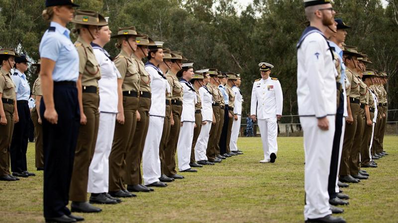 ADF members on parade at the Army School of Health graduation in 2022.
