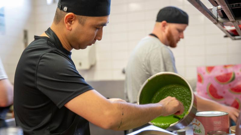 Royal Australian Navy sailors prepare food during the WA Hospitality Challenge at Irwin Barracks, Perth. Photos: Corporal Nakia Chapman.