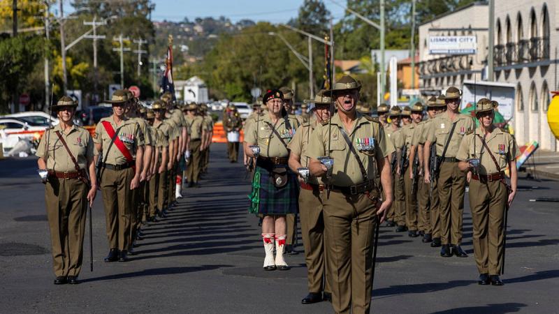 Lieutenant Colonel Danial Healy, Commanding Officer of 41st Battalion, Royal New South Wales Regiment, prepares to lead the battalion through Lismore, as part of the freedom of entry parade on June 22.