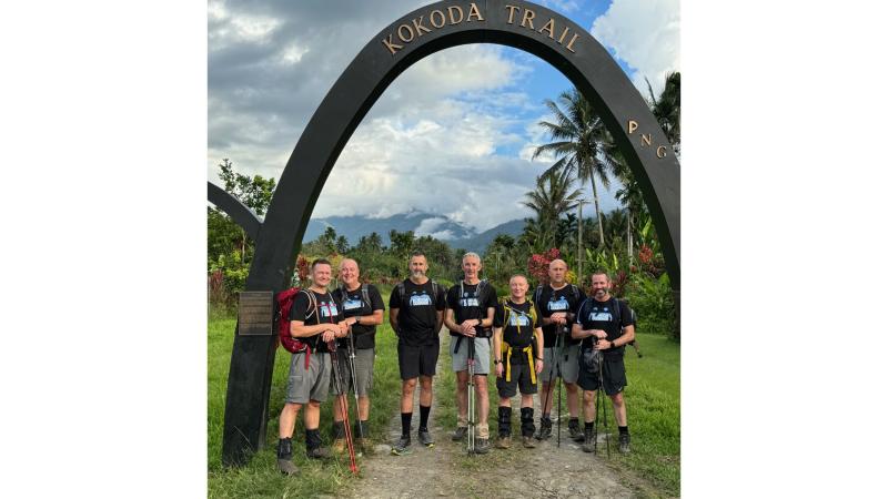 11 Squadron personnel at Owen's Arch on the Kokoda Track in Papua New Guinea.