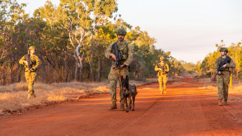 Aviators from No. 17 Squadron Security Flight conduct a patrol. Photos: Flying Officer Michael Thomas