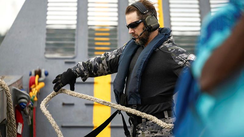 Boatswain's Mate Able Seaman Clint Selwood handles lines on HMAS Choules’ embarked light landing craft in Suva, Fiji, as part of a south-west Pacific regional presence deployment. Photos: Leading Seaman Matthew Lyall