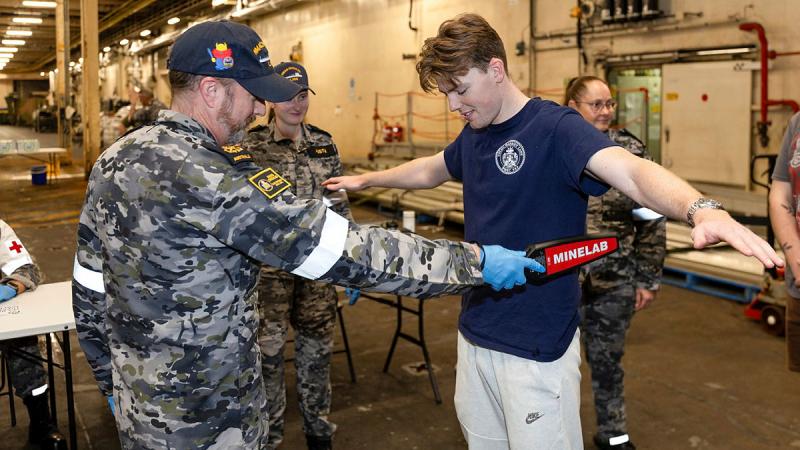 HMAS Choules personnel participate in a humanitarian and disaster relief training exercise on board the ship during a south-west Pacific regional presence deployment. Photos: Leading Seaman Matthew Lyall