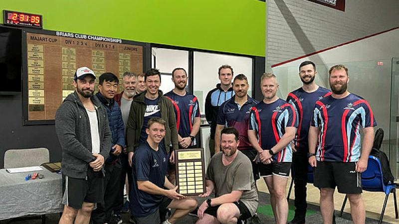 The winning Navy team from the NSW Interservice Squash Tournament, Sydney.