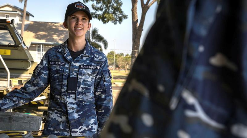 Aircraftwoman Tayla Hogan-Porter at RAAF Base Darwin Air Movements section during Exercise Pitch Black 24. 