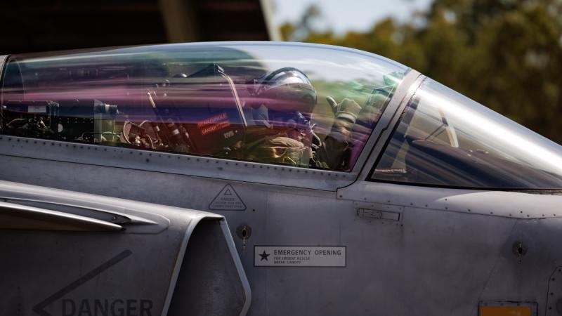 Royal Thai Air Force pilot Squadron Leader Toranin Metananta departs RAAF Base Darwin for a sortie in a JAS-39 Gripen C during Exercise Pitch Black.