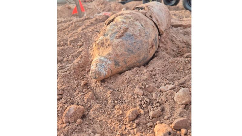 An unexploded World War 2-era Japanese bomb disposed of by the ADF's North Queensland Joint Explosive Ordnance Support team after it was unearthed at the Stokes Hill Waterfront Precinct in Darwin