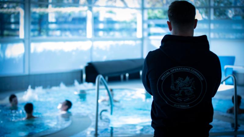 Candidates who successfully completed the 2024 Special Forces Selection Course recover at the Australian Institute of Sport in Canberra. 