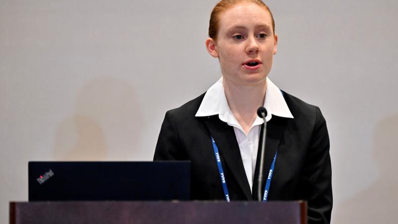 Royal Australian Air Force Flying Officer Georgia Warren attends the 2024 American Institute of Aeronautics and Astronautics (AIAA) International Student Conference in Orlando, Florida.