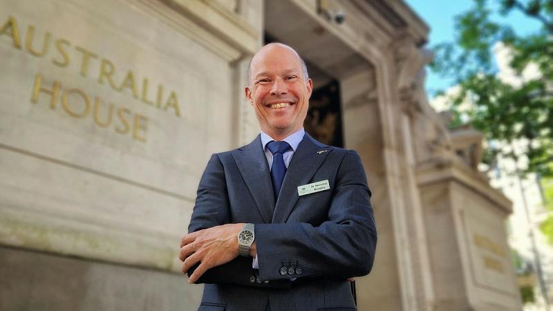Defence Science and Technology Group's new Minister Counsellor, Doctor Nick Beagley, outside the Australian High Commission in London. 
