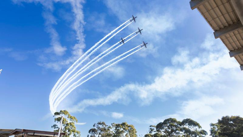 Pilatus PC-21 aircraft perform a display for No.1 Flying Training School Intermediate Pilots’ Course graduation at RAAF East Sale.