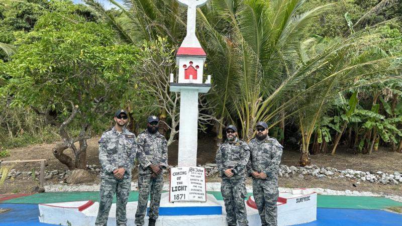 First Nations Navy personnel  visit Erub Island (Darnley Island) in the Torres Strait to celebrate ‘The Coming of the Light’ festival with the local community.
