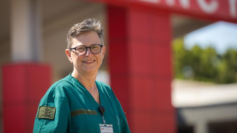 Australian Army 2nd Health Brigade's Major Emma Palmer outside the Northern Territory Health Gove District Hospital, Nhulunbuy, NT.