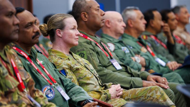 Chief of Joint Capabilities Lieutenant General Susan Coyle is briefed on a night mission during Exercise Pitch Black at RAAF Base Darwin.