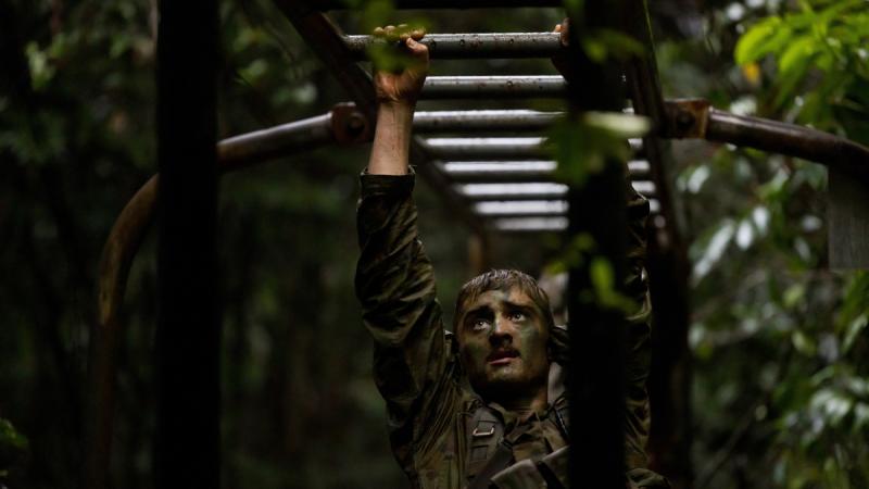 An Army soldier from 1st Battalion, Royal Australian Regiment participates on the obstacle course during the Duke of Gloucester Cup 2024 at the Jungle Training Area in Tully.