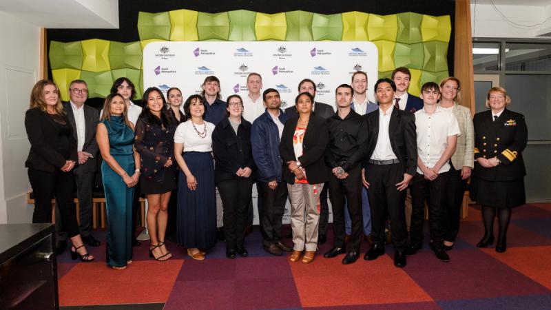 Graduating students from the Defence Industry Pathways Program, Intake 7, at Bentley Pines Training Restaurant, South Metropolitan TAFE in Perth, Western Australia.