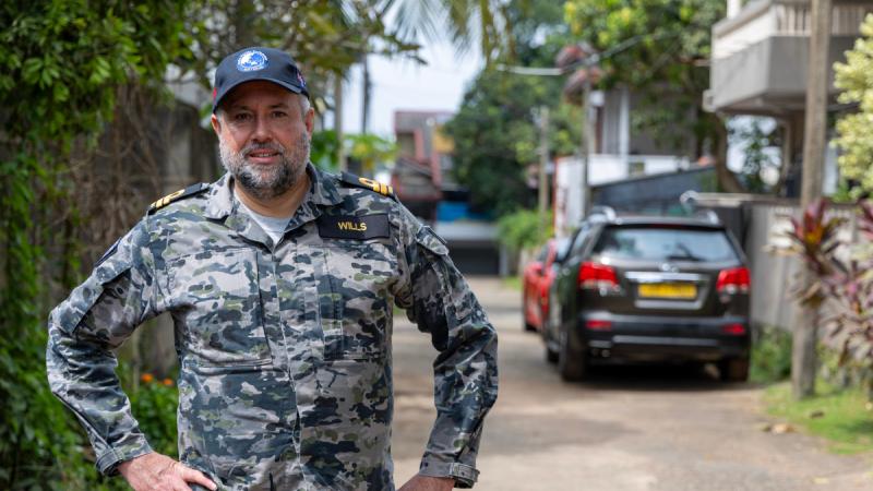 Public Affairs Officer for Indo-Pacific Endeavour 2024, Lieutenant Jonathan Wills, visits Henricus Avenue, Colombo, once home to his mother's family and which now bears the family name.