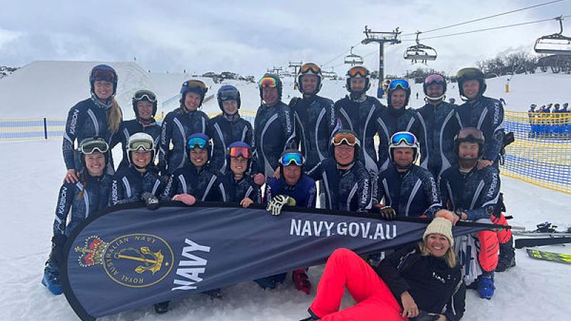 The Navy ski team at the ADF Alpine Snowsports Championships at Perisher.