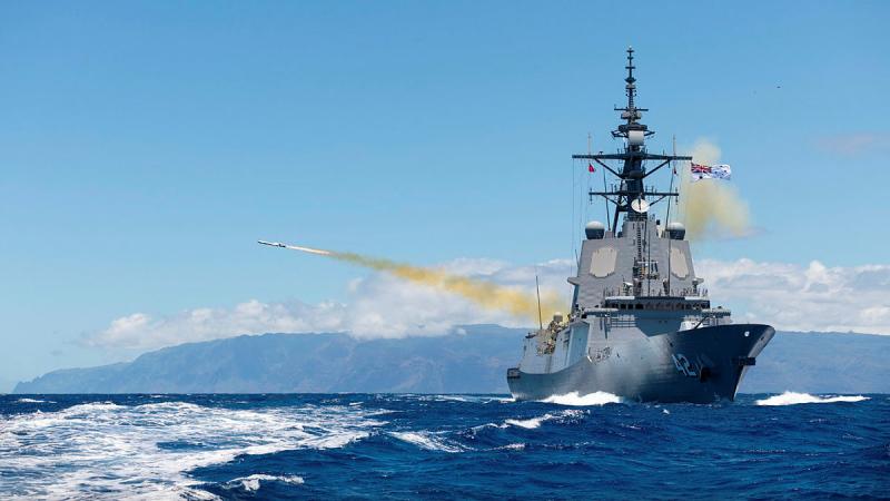HMAS Sydney fires Navy's first naval strike missile off the Hawaiian coast.