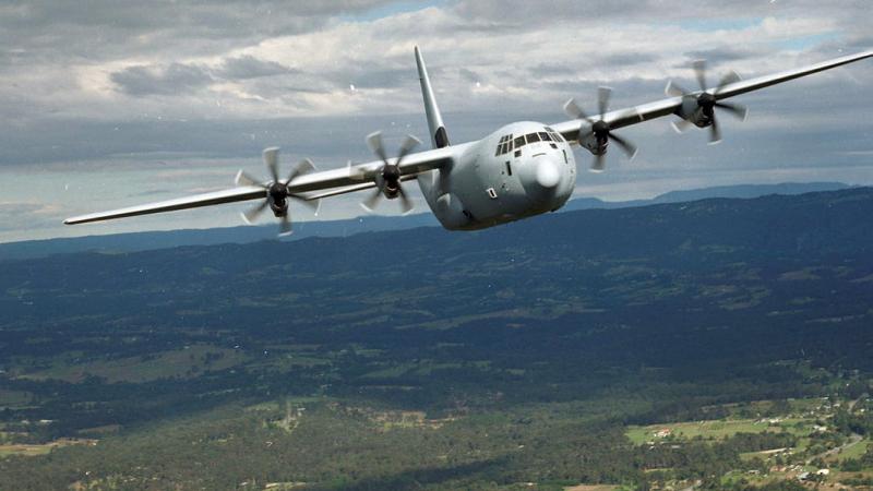 Air Force's C-130J Hercules aircraft number A97-464 flying over the Hawkesbury area in NSW, was the first of 12 delivered.