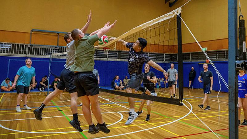 Volleyball teams from HMAS Albatross compete in the Lord Stonehaven Cup, at HMAS Albatross, Nowra. 