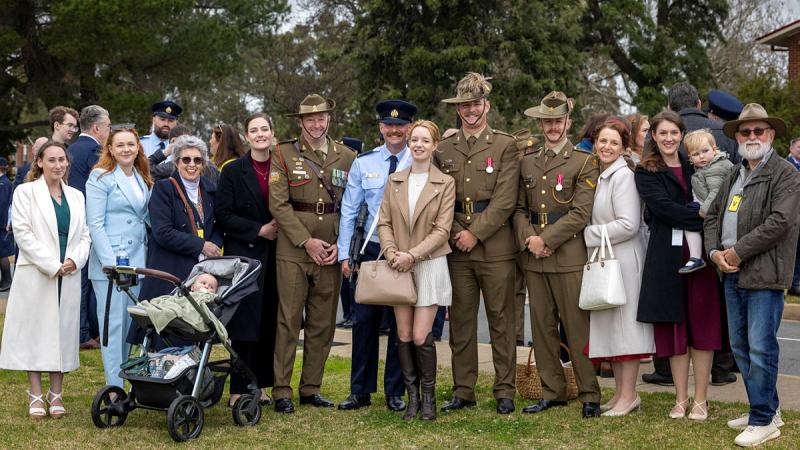 The Thom family at 1 Recruit Training Unit at RAAF Base Wagga. 