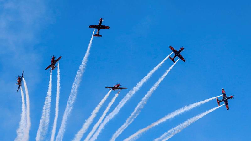 The Roulettes break away during their display at the air show.