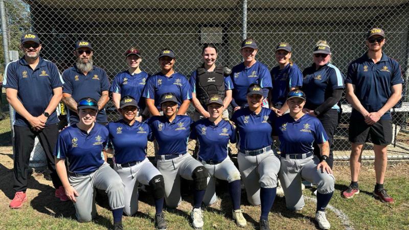 The Defence softball team take part in the Softball State Championships in Caboolture, Queensland.