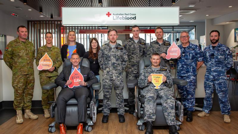 Australian Defence Force and Australian Public Service personnel come together in support of the 2024 Defence Blood Drive at the Australian Red Cross Lifeblood Centre in Port Adelaide, South Australia.