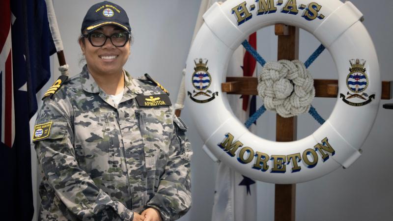 Commanding Officer, Commander Rosemarie Apikotoa at HMAS Moreton in Brisbane. 