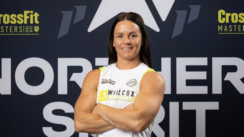 Sergeant Sheree Willcox stands for her official competitor photo at the CrossFit Games Masters in Birmingham, Alabama.