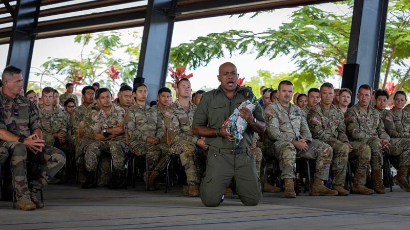The Republic of Fiji Military Forces formally farewell the participants of Exercise Cartwheel during a ceremony at Black Rock Barracks, in Nadi, Fiji. 