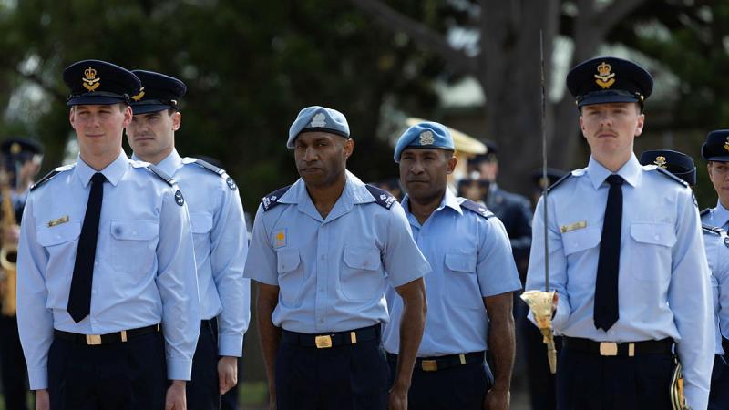 RAAF and PNGDF graduates from the Initial Officer Course 05/24, at Officer Training School, RAAF Base East Sale, Victoria. 