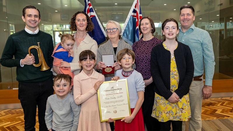 The family of the late Colin Dudley, a World War II Bomber Command veteran, received the Henry Hering Art and Architecture Award on his behalf, during a ceremony held at RAAF Base Edinburgh. 